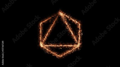 Mystic Geometric Minimalistic Background - Rectangle and Square illustration with fire FX for scifi images and texts - Magic symbol