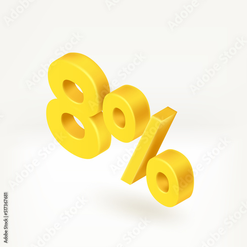 8 percent season discount concept. Vector 3d isometric label