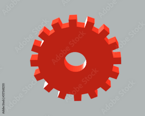 red gear 3d design illustration on white background