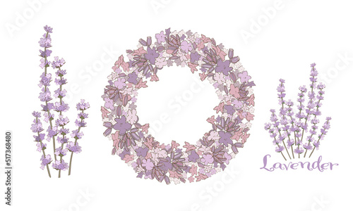 ラベンダーの花とリース
