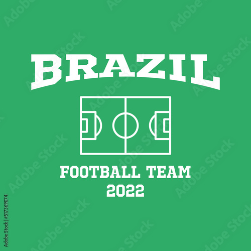 Football national team Brazil print design. Typography graphics for sportswear and apparel. Vector illustration.