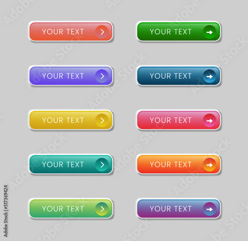 Set of gradient modern buttons for website and ui. Vector icon.