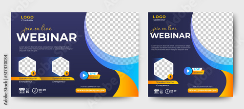 Digital Business Entrepeneur live webinar banner invitation and social media post template. Business webinar invitation design