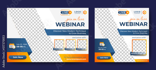 Digital Business Entrepeneur live webinar banner invitation and social media post template. Business webinar invitation design