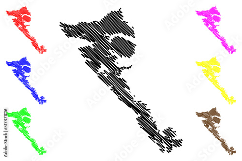 Moresby island (Canada, British Columbia Province, North America, Haida Gwaii Archipelago) map vector illustration, scribble sketch Moresby map
