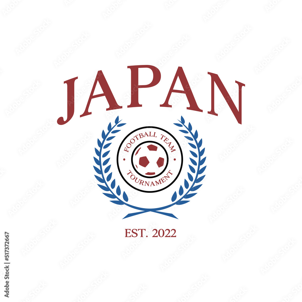 Football national team Japan print design. Typography graphics for sportswear and apparel. Vector illustration. Football national team Japan print design. Typography graphics for sportswear and apparel. Vector illustration.