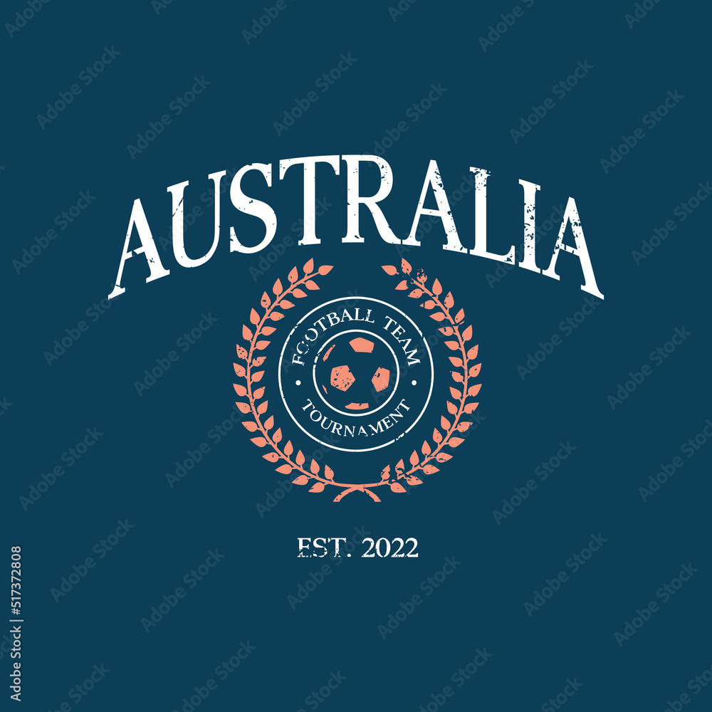 Football national team Australia print design. Typography graphics for sportswear and apparel. Vector illustration. Football national team Australia print design. Typography graphics for sportswear and apparel. Vector illustration.