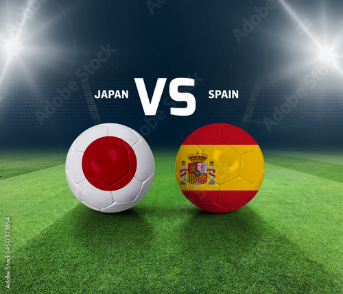 Soccer matchday template. Japan vs Spain Match day template. 3d rendering