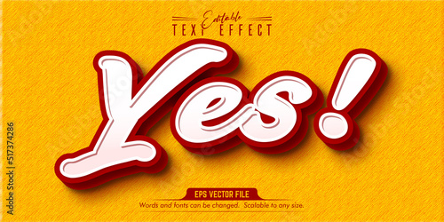 Yes text, cartoon style editable text effect