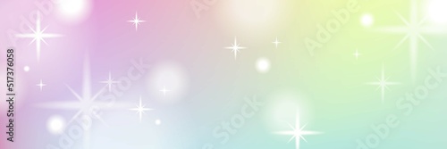 Rainbow pastel light stars bokeh snow banner background