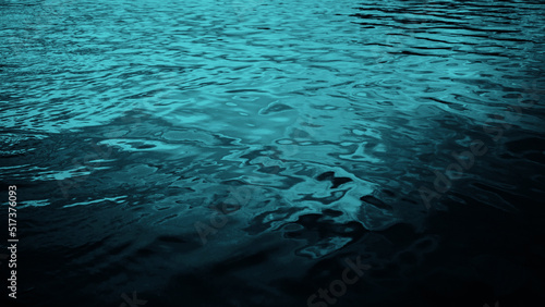 Obraz na płótnie Blue green water. Ripples. Reflection of light. Little waves. Gradient. Dark teal color sea surface. Background with space for design. w salonie