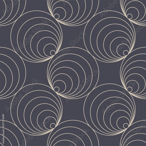 Cool Trendy Circles Outline Seamless Pattern Vector Classy Abstract Background. Stylish Linear Circle Forms Regular Simple Structure Repetitive Pale Grey Wallpaper. Fine Line Art Graphic Illustration