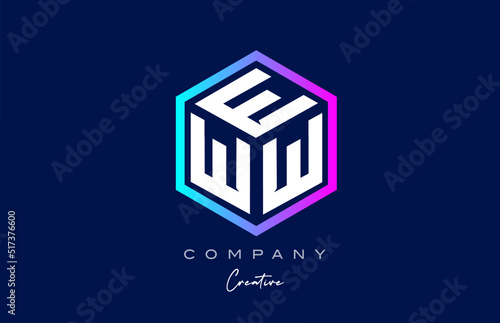pink blue XXXXXXXXX three letter cube alphabet letter logo icon design with polygon design. Creative template for company and business