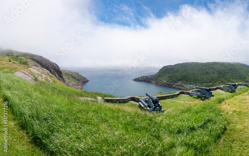 The Queen's Battery aims towards The Narrows and out to the Atlantic Ocean in defense of St. John's harbour in Newfoundland, Canada.