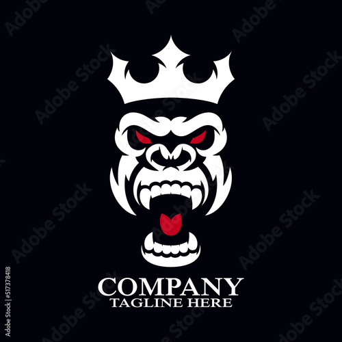Modern angry gorilla king logo. Vector illustration