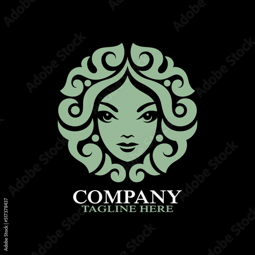 Modern woman mother nature logo. Vector illustration