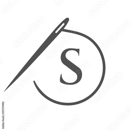Letter S Tailor Logo, Needle and Thread Logotype for Garment, Embroider, Textile, Fashion, Cloth, Fabric