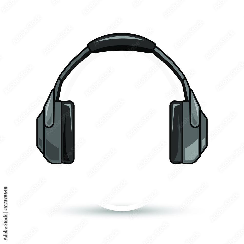 Modern black headphones isolated on white background. Vector illustration. Modern black headphones isolated on white background. Vector illustration.
