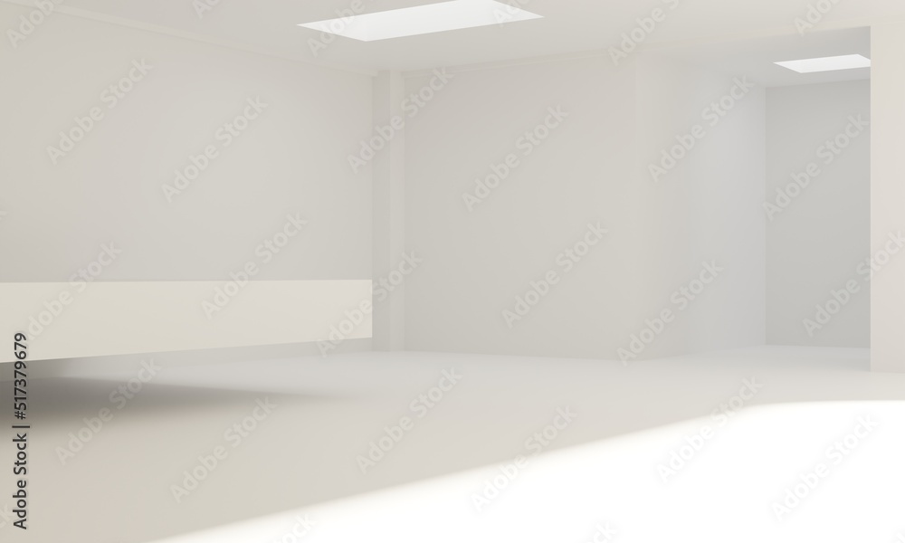 Fototapeta premium Minimalist white room with sunlight.