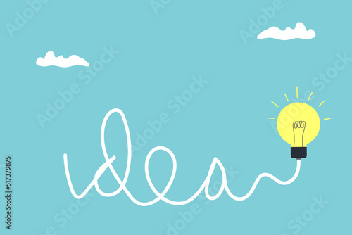 Concept creative idea and innovation. lighbulb with idea font from cable