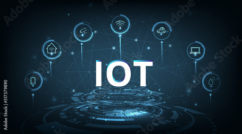 Internet of things concept. IOT design.Global network connection. Communication technology and  Internet networking concept, Connect wireless devices.Vector illustration. photo