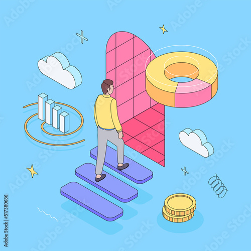 Ux, ui, website design, window, digital, app, presentation, infographic. Isometric vector illustration flat design isolated. Outline, linear style, line art, editable stroke.