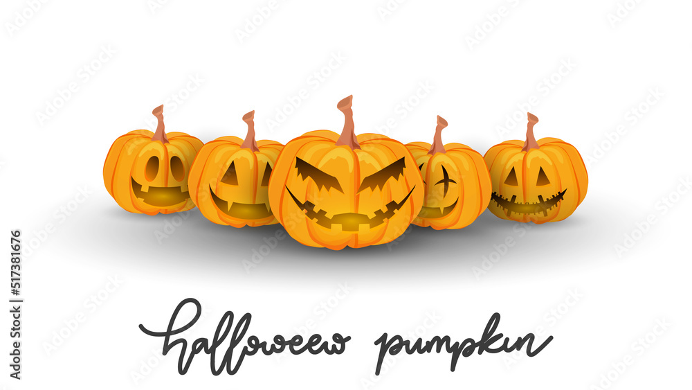 Pumpkin carving faces set with Funny and scary eyes and mouths. Emojis for Halloween day , isolated on white background Flat cartoon flat style. illustration Vector EPS 10 Pumpkin carving faces set with Funny and scary eyes and mouths. Emojis for Halloween day , isolated on white background Flat cartoon flat style. illustration Vector EPS 10