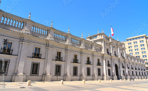 Presidencial Moneda Palace downtown Santiago, Chile, during summer  