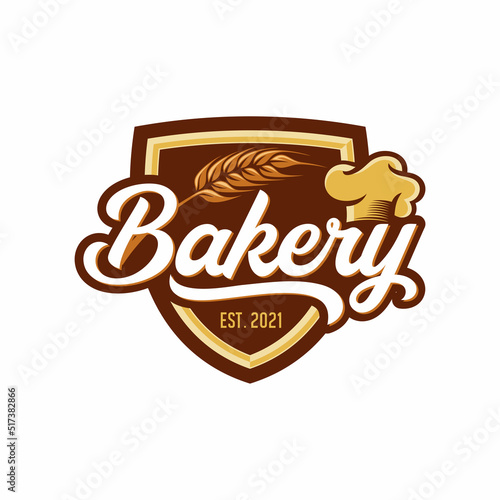 Retro Bakery Logo Design Bake and Cake Pastry Simple Homemade Badge Template