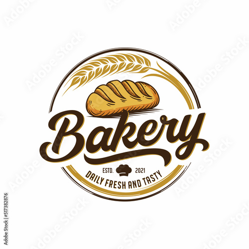 Retro Bakery Logo Design Bake and Cake Pastry Simple Homemade Badge Template