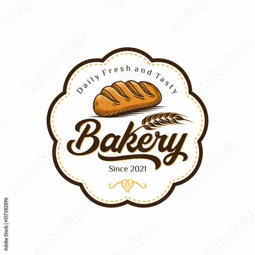 Retro Bakery Logo Design Bake and Cake Pastry Simple Homemade Badge Template Fototapet