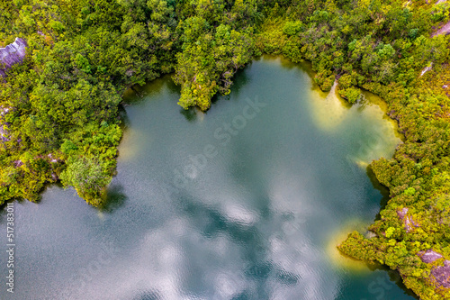 Fototapeta Naklejka Na Ścianę i Meble -  Aerial view of Ranong Canyon Park in Hat Som Paen, Thailand