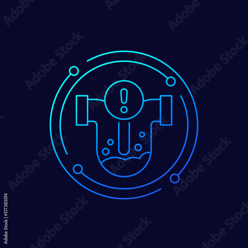 Clog in pipe warning icon, linear design
