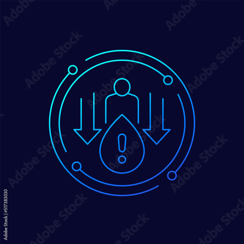 dehydration icon, low body water linear design