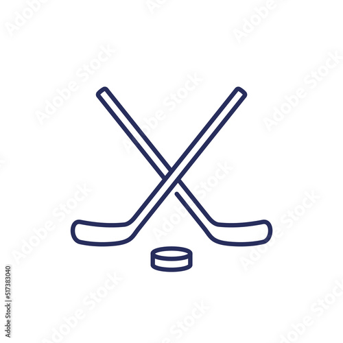 Ice hockey line icon with sticks