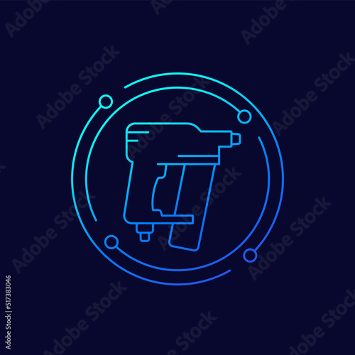 nailer, pneumatic nail gun icon, linear design
