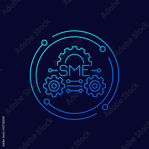 SME, small and medium enterprise line icon