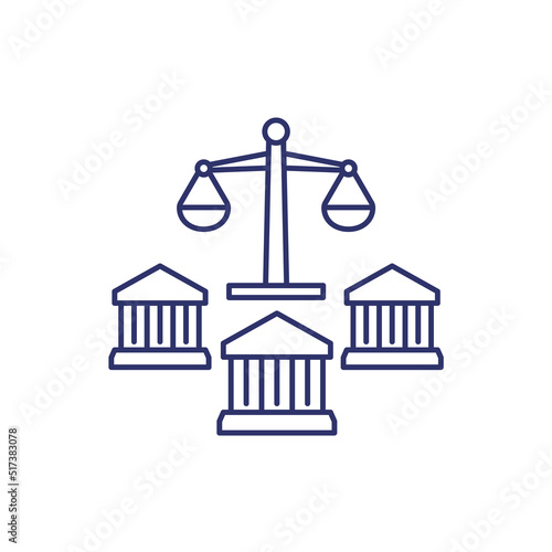 banking law line icon with scales
