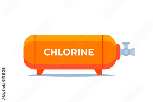 Chlorine gas cylinder or tank, vector