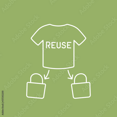 upcycling icon, reuse old t-shirt line vector