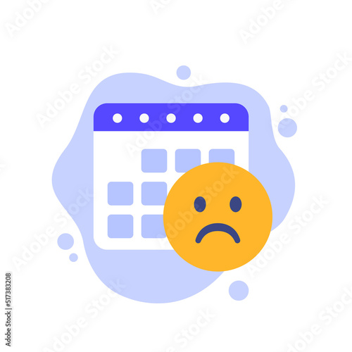 bad day icon with a calendar and emoji, vector