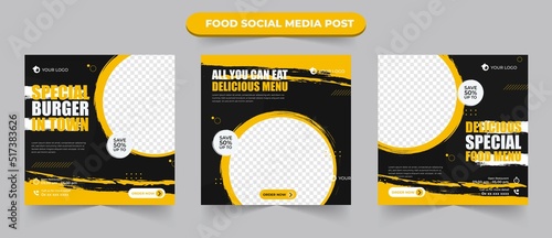 Food cullinary promotion menu for restaurant or cafe suitable for social media post and web ads template
