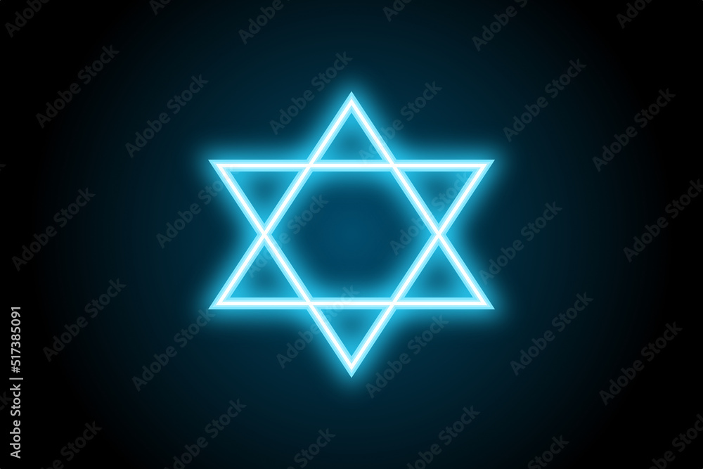 Glowing neon star of david jewish symbol icon sign Glowing neon star of david jewish symbol icon sign