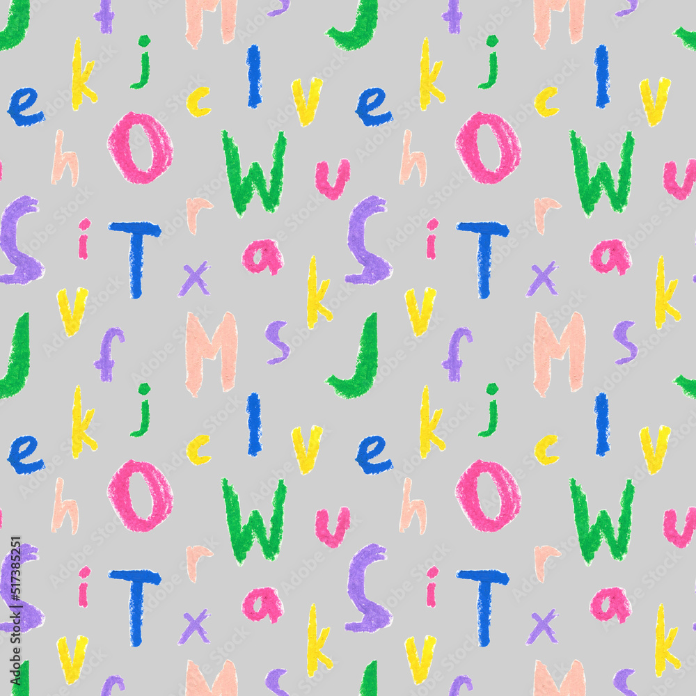 Back to school seamless pattern drawn in wax crayons on gray background. Fall holiday print for with oil crayons.Designs for textiles, wrapping paper, packaging, printing, scrapbooking, postcards. Back to school seamless pattern drawn in wax crayons on gray background. Fall holiday print for with oil crayons.Designs for textiles, wrapping paper, packaging, printing, scrapbooking, postcards.