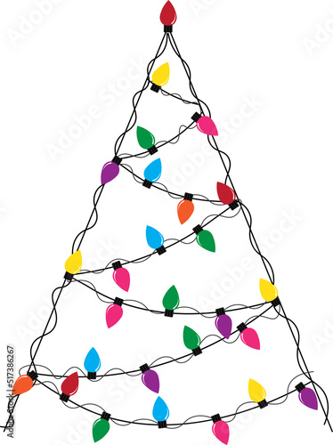 Christmas lights string isolated on white background vector