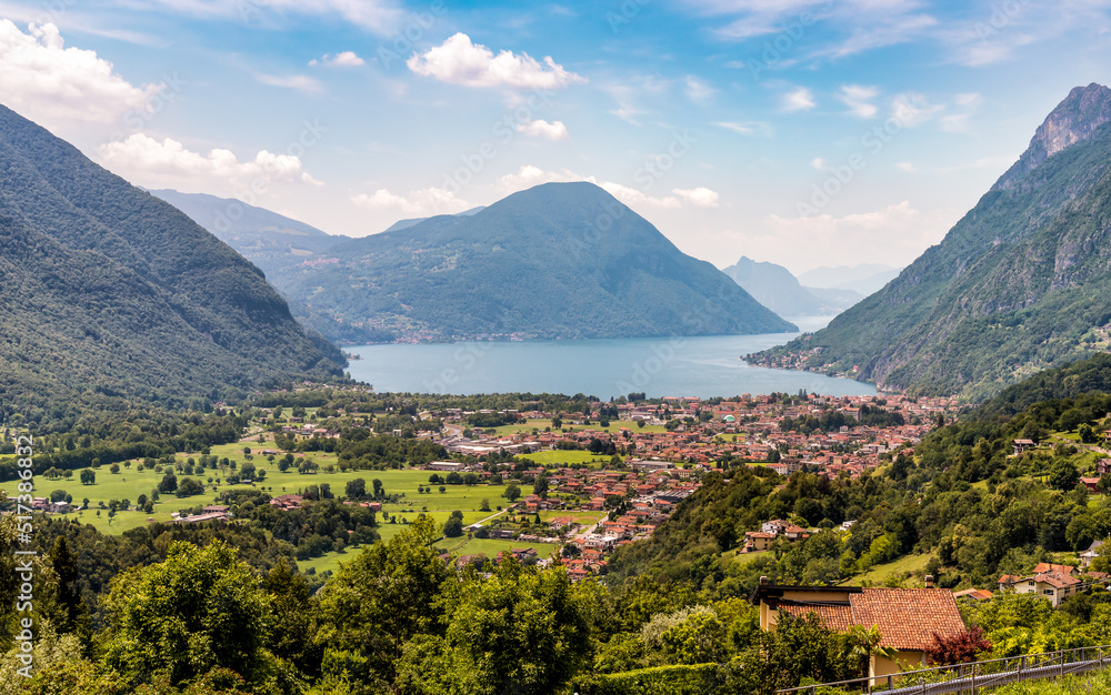 Landscape of Lake Lugano from Naggio in Val Menaggio, province of Como, Lombardy, Italy