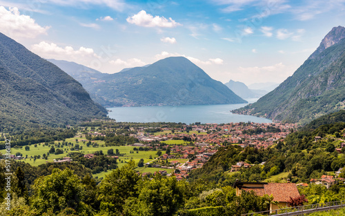 Landscape of Lake Lugano from Naggio in Val Menaggio, province of Como, Lombardy, Italy
