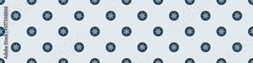 Christmas frozen snowflake seamless vector border. Masculine winter snow graphic design for wrapping paper, Xmas, frosty banner. Holiday hand drawn December star.