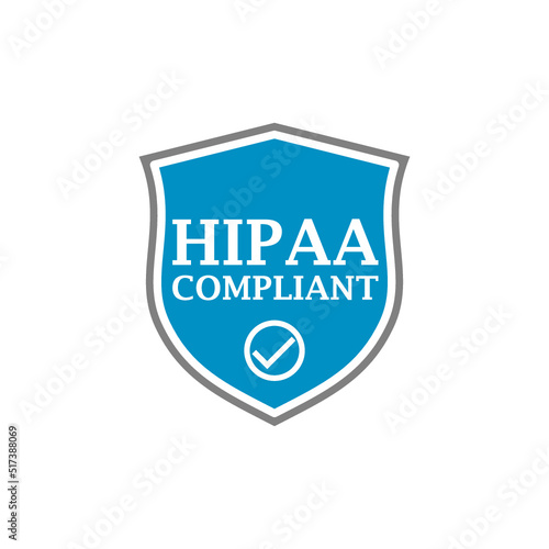 HIPAA compliant shield icon isolated on white background photo