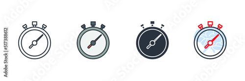 stopwatch icon logo vector illustration. stop watch timer counter symbol template for graphic and web design collection